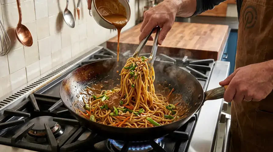 Recipe section image for Woknoedels met taugé en pinda-limoensaus
