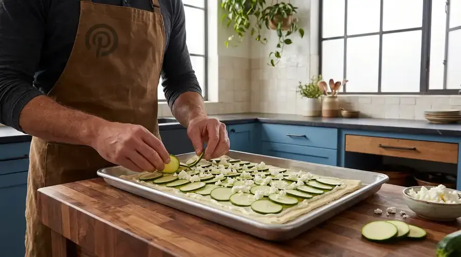 Recipe section image for Plaatkoek met courgette en zachte geitenkaas