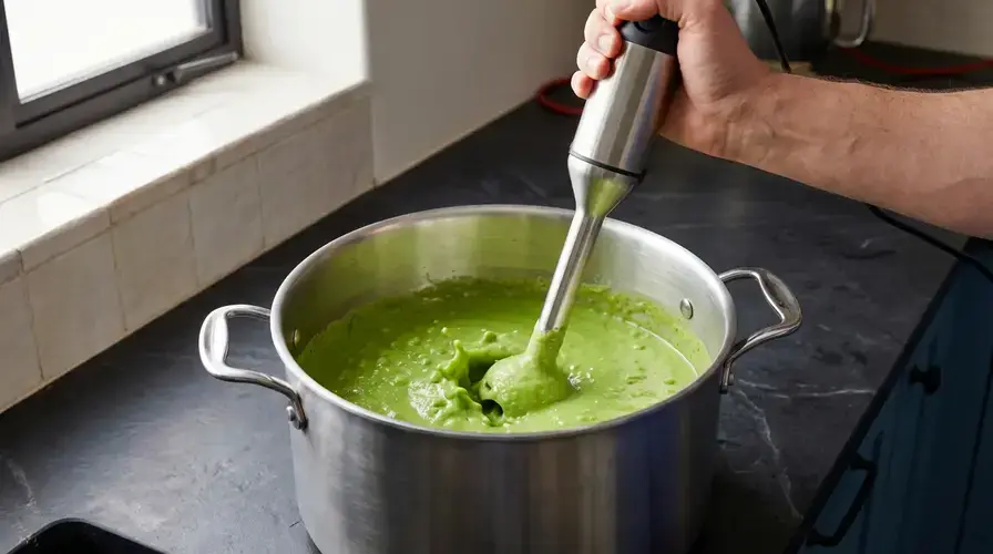 Recipe section image for Romige Doperwtensoep met Kokosmelk en Munt