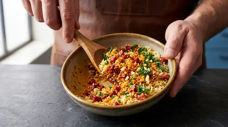 Recipe section image for Kabeljauw met een krokant korstje van chorizo uit de oven