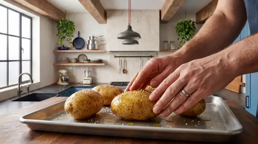 Recipe section image for Gepofte aardappel met gerookte forel en bieslook