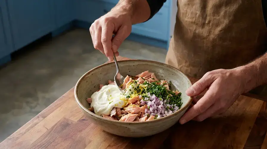 Recipe section image for Gepofte aardappel met gerookte forel en bieslook
