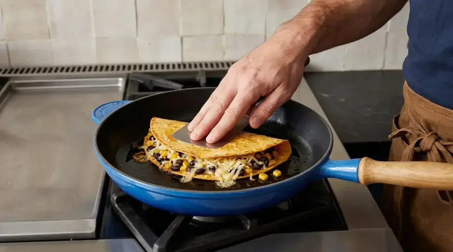 Recipe section image for Krokante quesadilla met mais en zwarte bonen