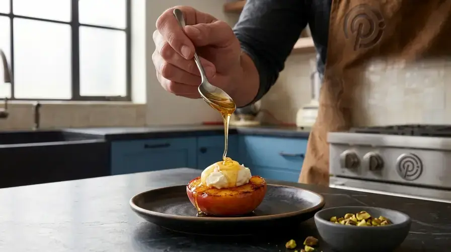Recipe section image for Gegrilde perziken met mascarpone en honing