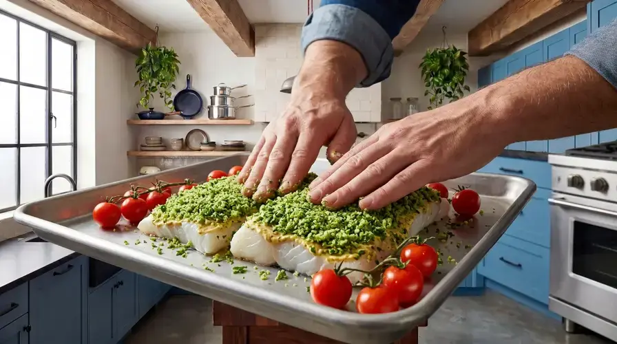 Recipe section image for Kabeljauw met een Krokante Kruidenkorst uit de Oven