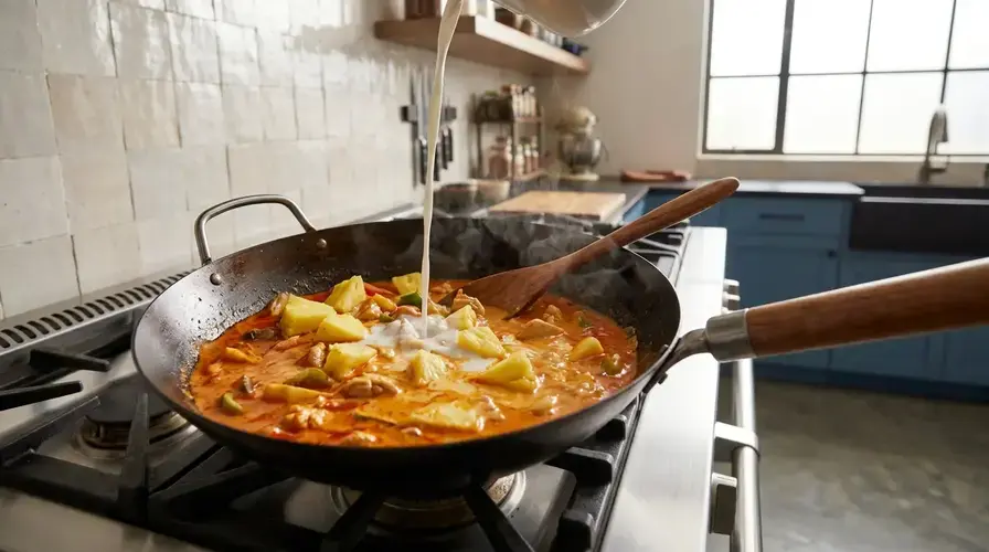 Recipe section image for Kipcurry met ananas en verse basilicum