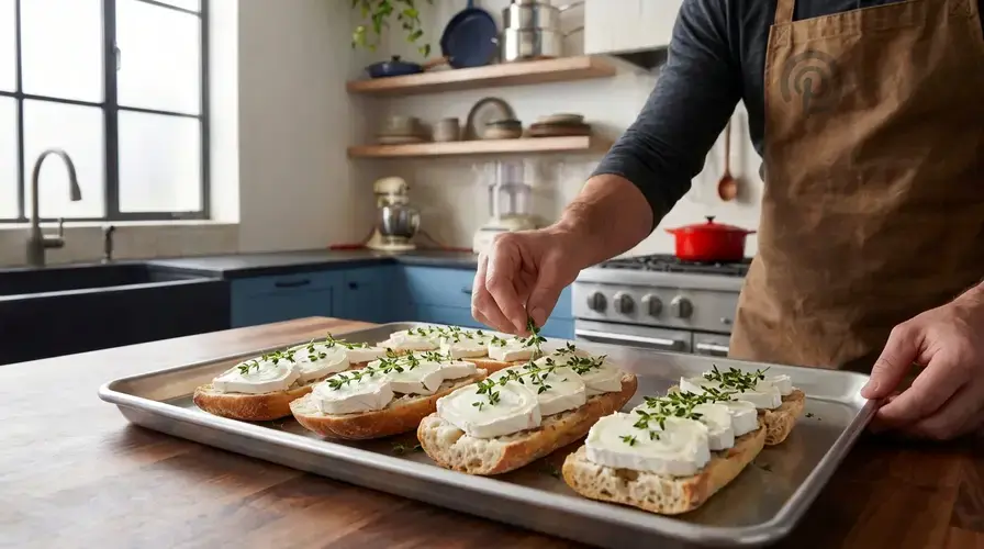 Recipe section image for Klassiek broodje met lauwwarme geitenkaas, honing en walnoten