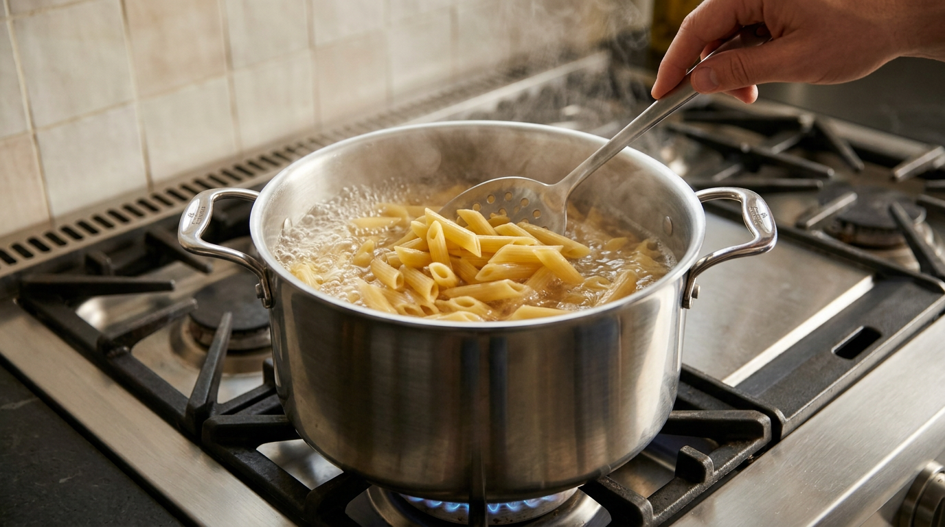 Recipe section image for Snelle pasta met broccoli, knoflook en geroosterd amandelschaafsel