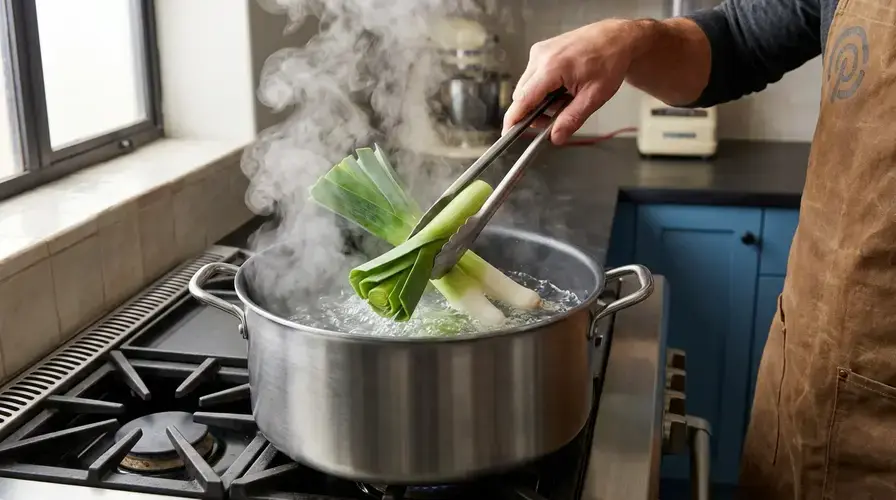 Recipe section image for Prei uit de oven met een krokante Parmezaanse gratin