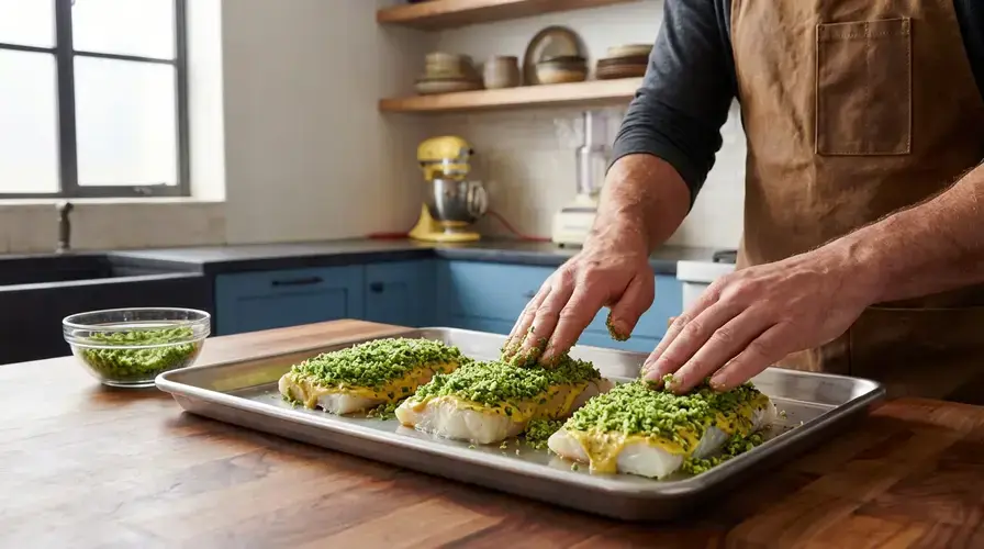 Recipe section image for Kabeljauw uit de oven met een krokante peterseliekorst
