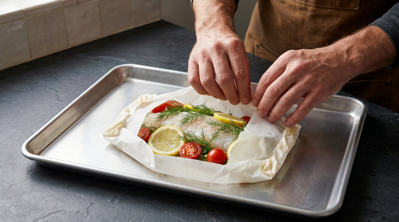 Recipe section image for Kabeljauw en papillote met citroen uit de oven