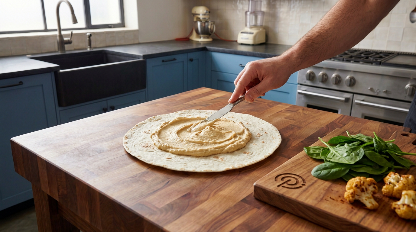 Recipe section image for Wraps met krokante bloemkool uit de oven en romige hummus