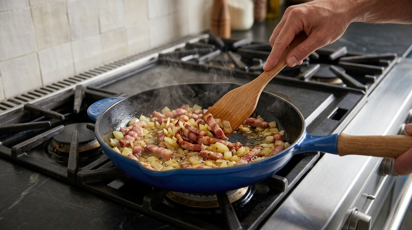 Recipe section image for Hartige ovenschotel met pastinaak, aardappel en krokante spekjes