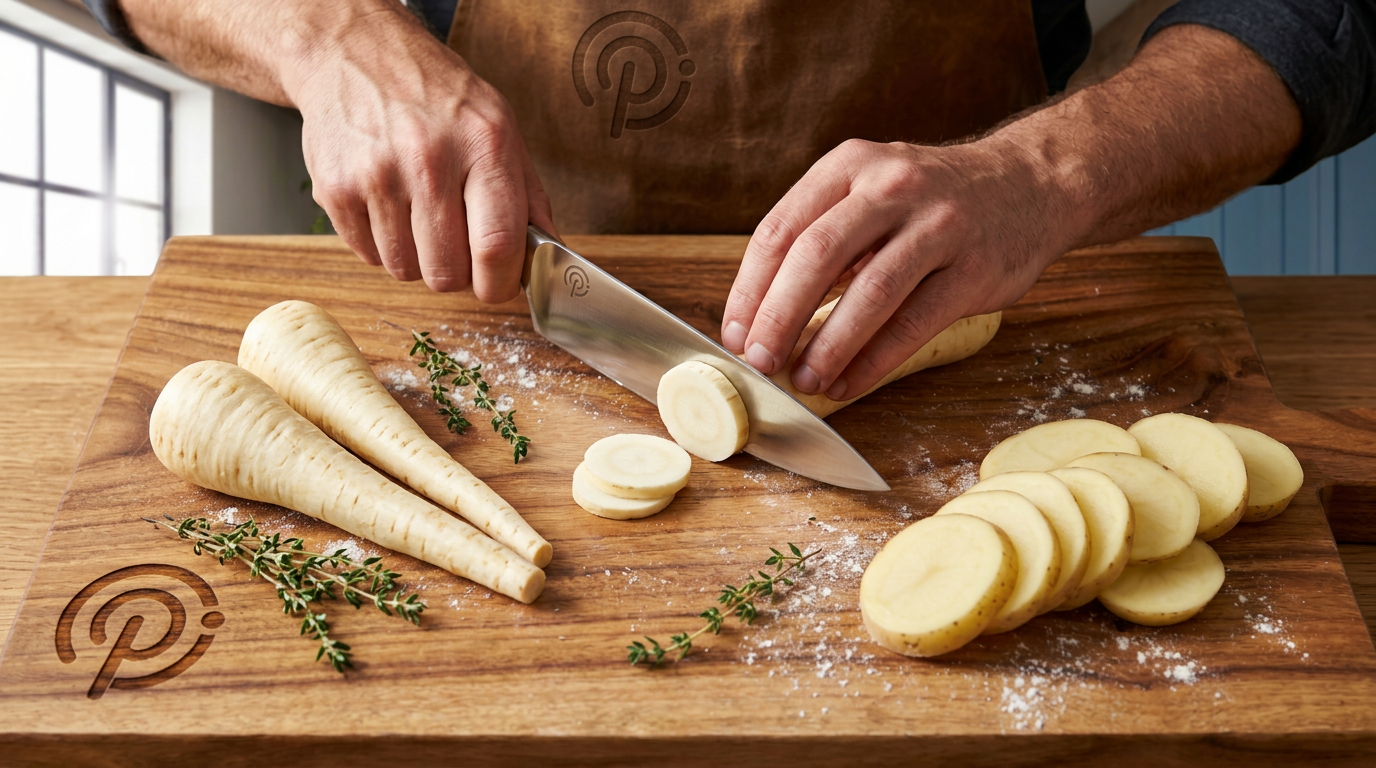 Recipe section image for Hartige ovenschotel met pastinaak, aardappel en krokante spekjes