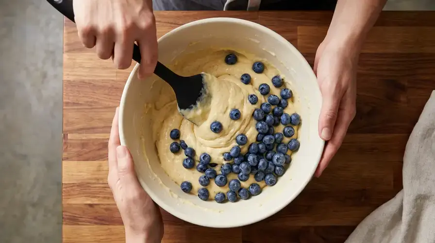 Recipe section image for Zachte muffins met blauwe bessen en amandelmeel