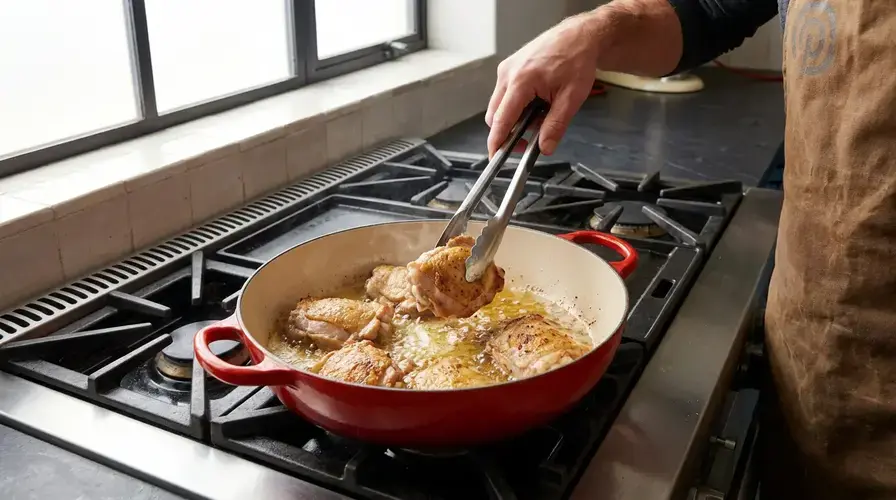 Recipe section image for Kip uit de pan met sinaasappel en rozemarijn