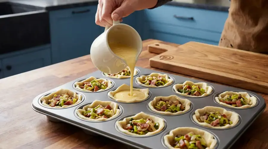 Recipe section image for Kleine hartige taartjes met prei en spek