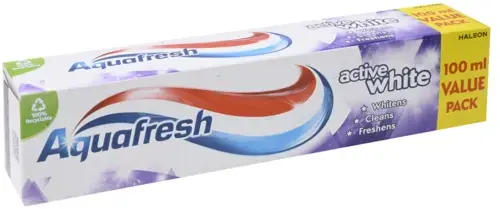 2 Tubes Aquafresh Active Toothpaste Active White 100ml