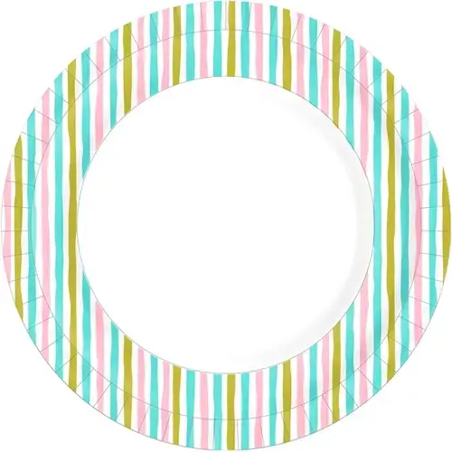 Duni kartonnen borden gestreept multi