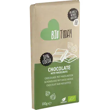 Afbeelding 2 van BioToday Chocolade met Hazelnoten 100 g