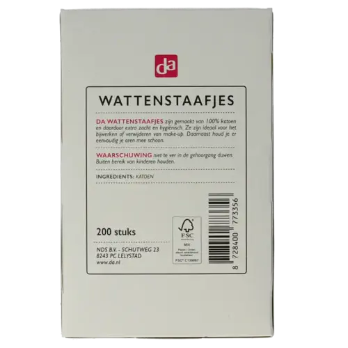 Afbeelding 2 van DA Wattenstaafjes 200 stuks