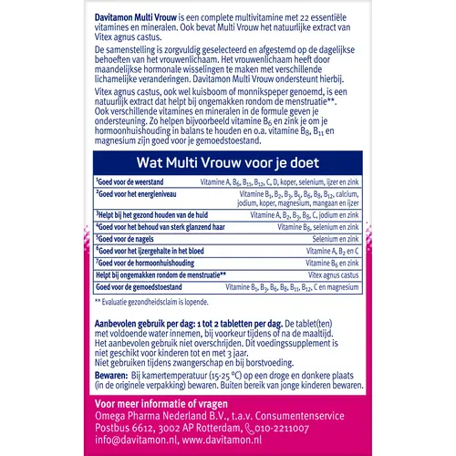 Afbeelding 2 van Davitamon Multi vrouw 60 tabletten