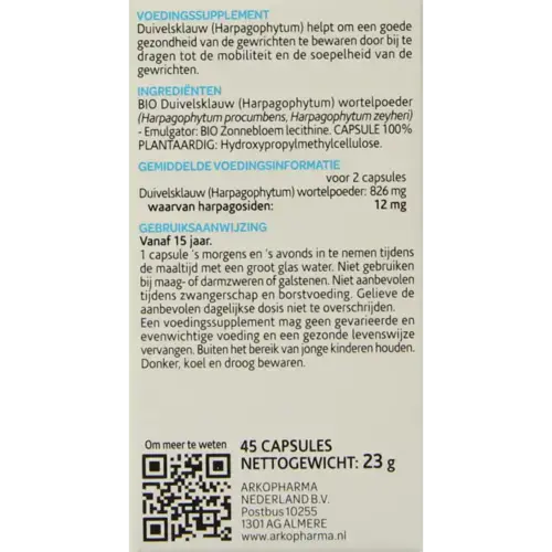 Afbeelding 2 van Arkocaps Duivelsklauw bio 45 capsules