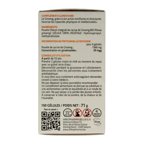 Afbeelding 4 van Arkocaps Ginseng bio 150 capsules