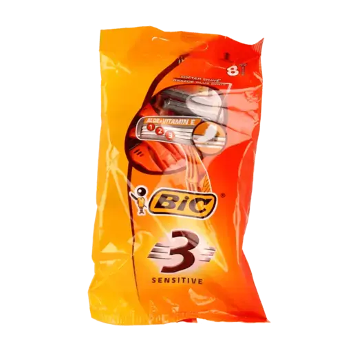 BIC 3 Sensitive pouch wegwerpscheermesjes 8 stuks