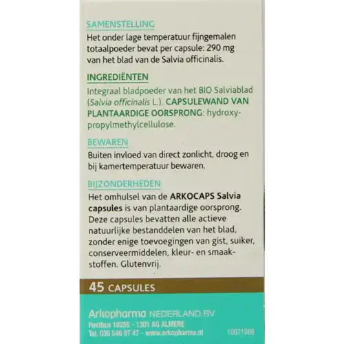 Afbeelding 4 van Arkocaps Salvia bio 45 capsules