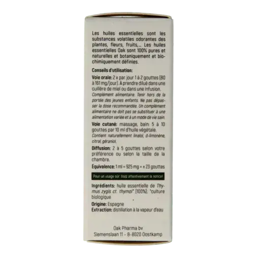 Afbeelding 3 van Oak Tijm thymol bio 10 milliliter
