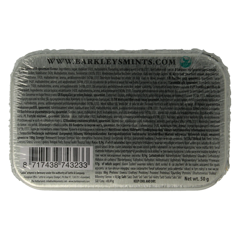 Afbeelding 2 van Barkleys Classic mints spearmint 50 gram