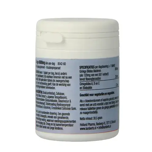 Afbeelding 2 van Lamberts Ginkgo 6000mg 60 tabletten