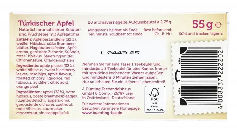 Bild 2 von Bünting Tee Türkischer Apfel