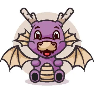 An illustration of a purple dragon with antlers