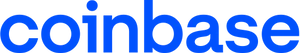 Blue lowercase sans serif text reading "coinbase"