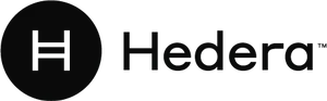 A black circle with a white H containing two horizontal crossbars, followed by "Hedera" in black