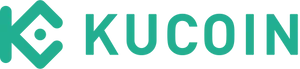 A green K with additional lines forming a diamond shape, followed by "KuCoin" in green capitals