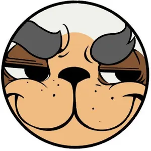 A close-up cartoon illustration of what looks like a dog's face