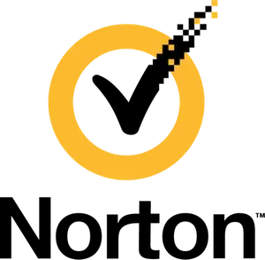 Norton logo, a yellow circle with a black checkmark
