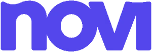 Lowercase purple text reading "novi"