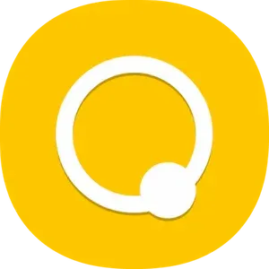 A white Q on a yellow background