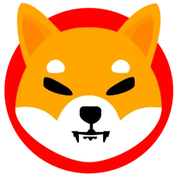 An illustration of a shiba inu dog overlaid on a red circular background