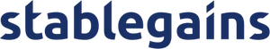 The text "stablegains" in navy lowercase