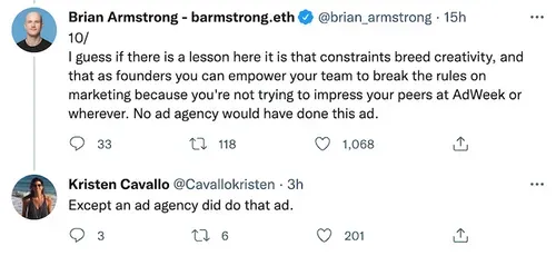 Who really created the Coinbase Superbowl ad? Armstrong called