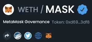 A listing for MASK on DEXTools, showing a blue checkmark by the name