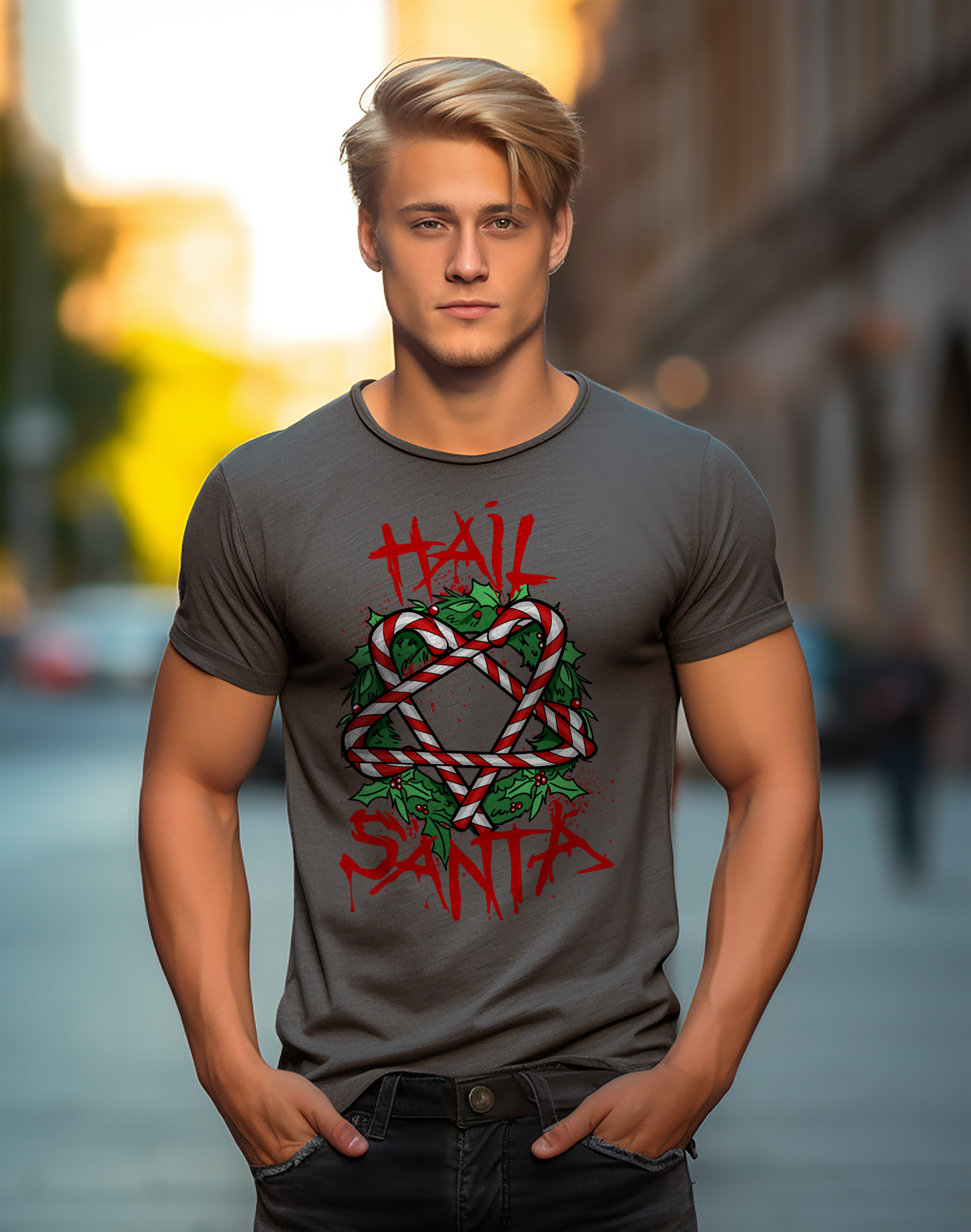 PrintBar Hail Santa T-Shirt - lustig und festlich! Urlaubsfreude damit verbreiten - Bild 32 von 58