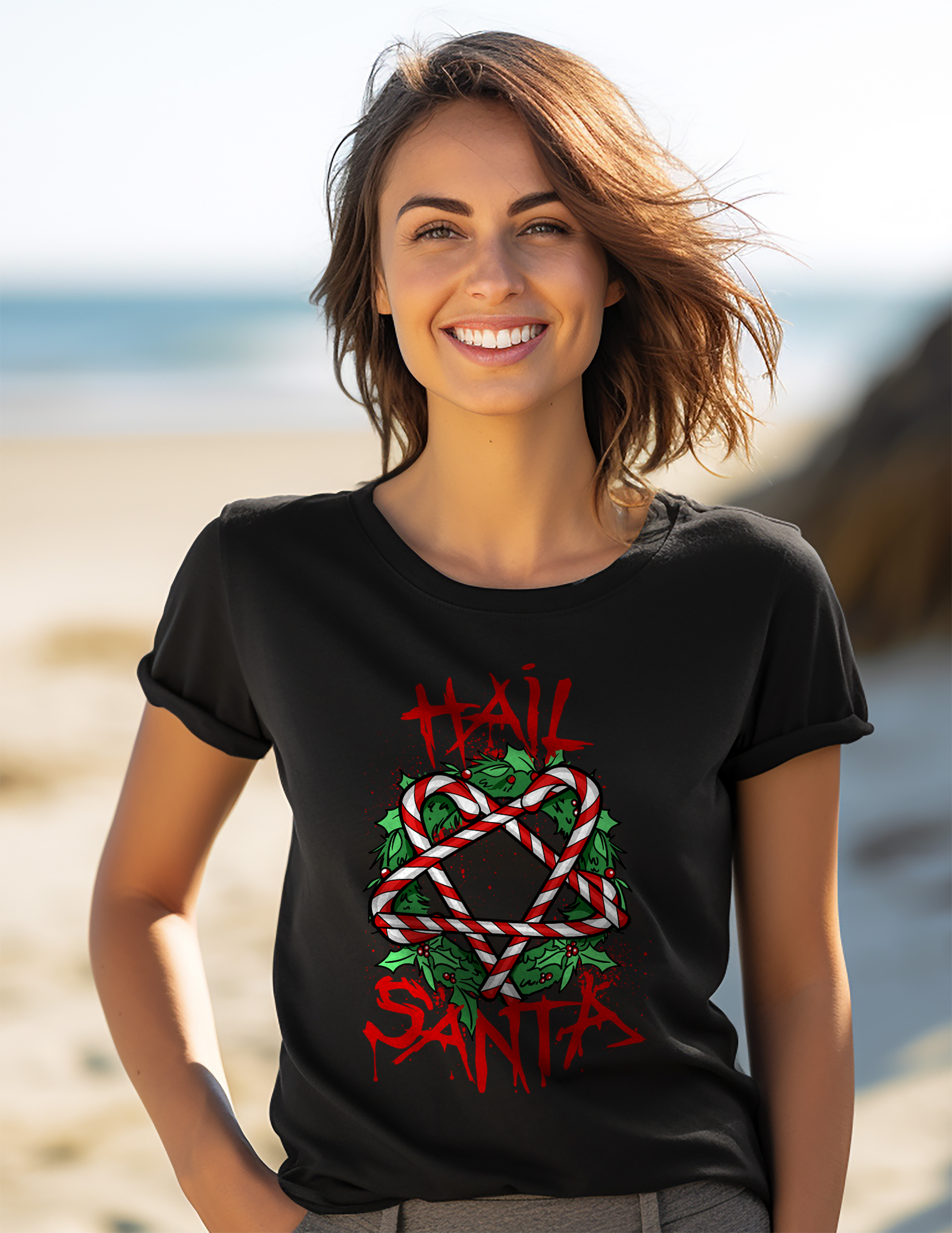 PrintBar Hail Santa T-Shirt - lustig und festlich! Urlaubsfreude damit verbreiten - Bild 27 von 58