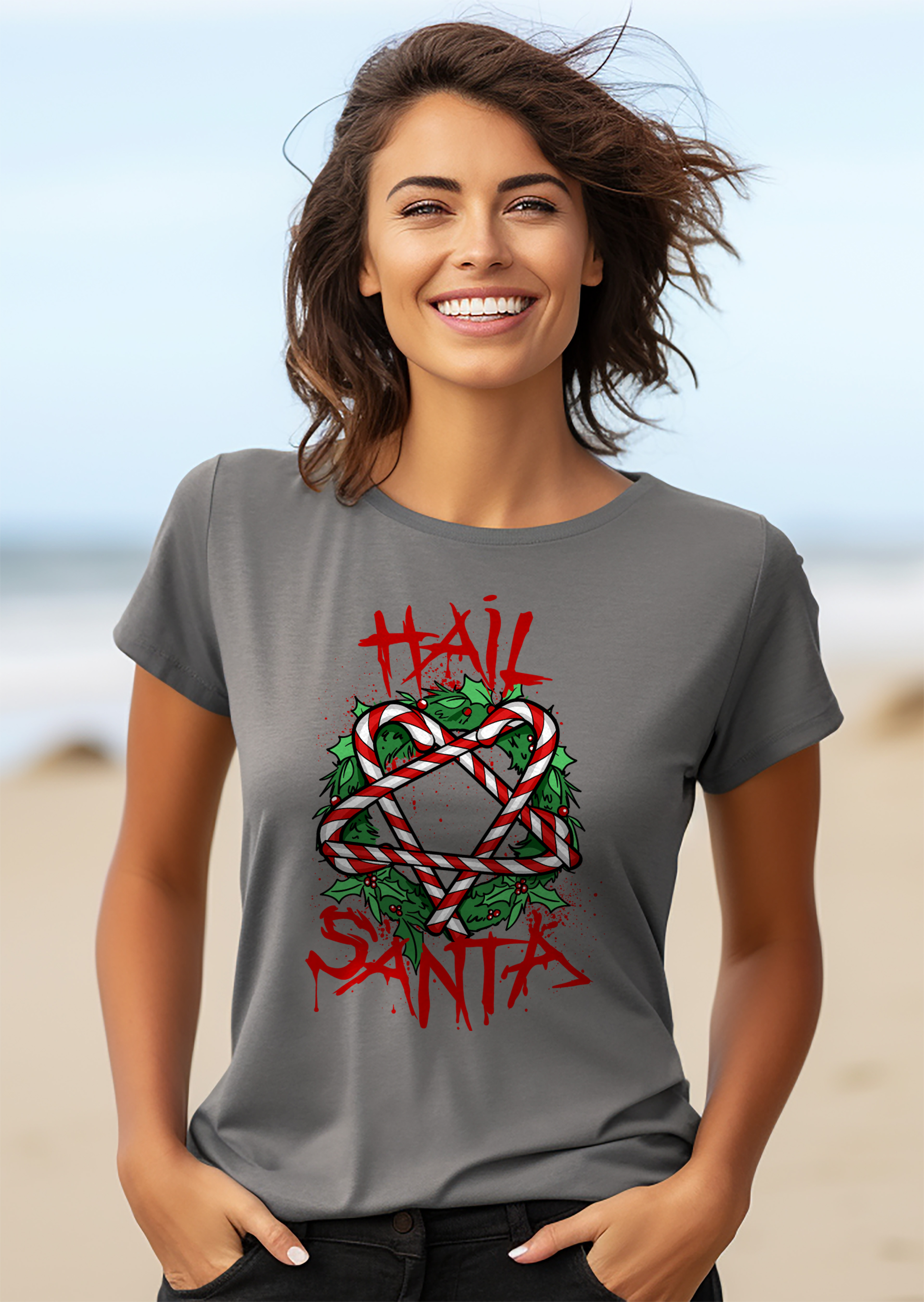 PrintBar Hail Santa T-Shirt - lustig und festlich! Urlaubsfreude damit verbreiten - Bild 34 von 58