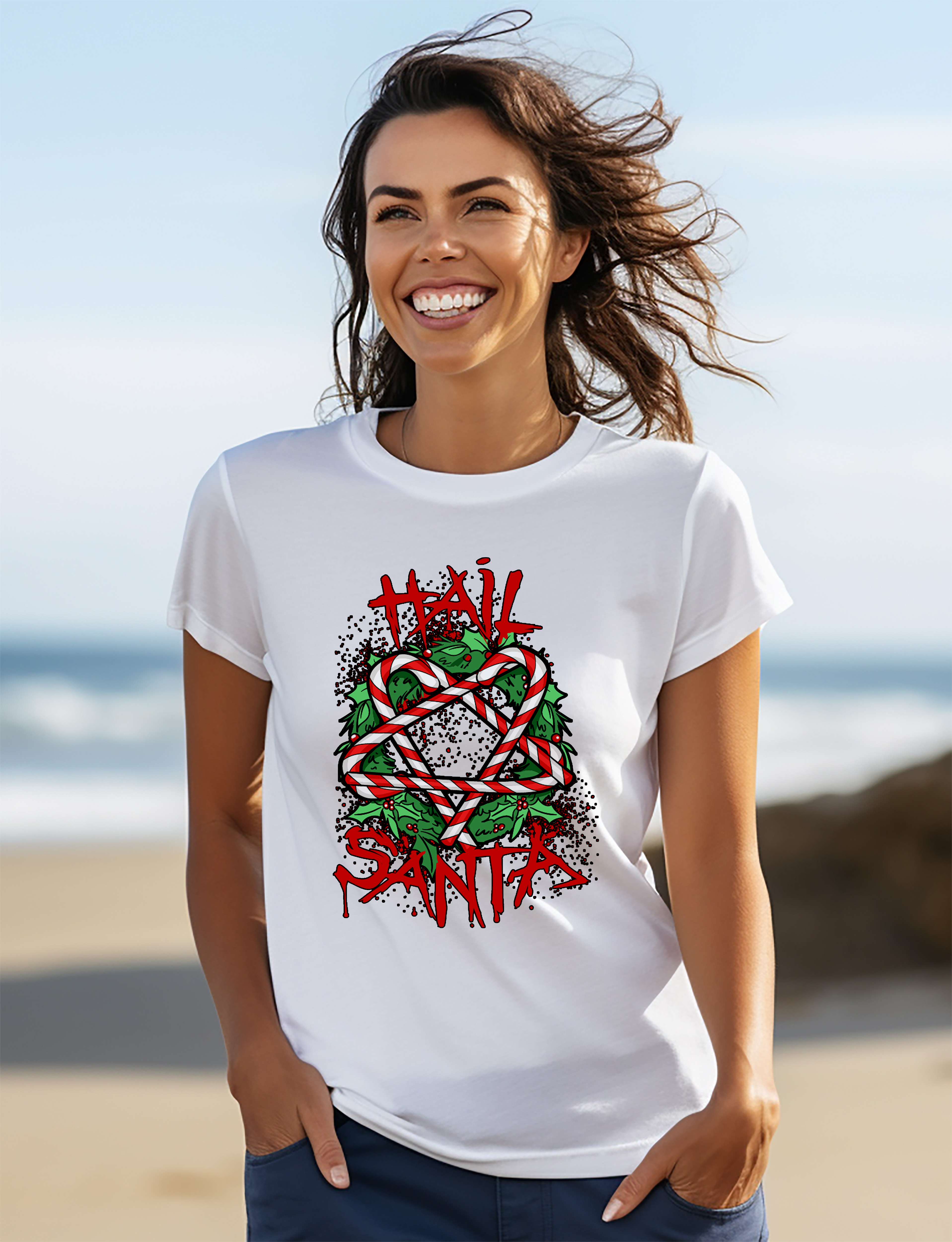 PrintBar Hail Santa T-Shirt - lustig und festlich! Urlaubsfreude damit verbreiten - Bild 55 von 58